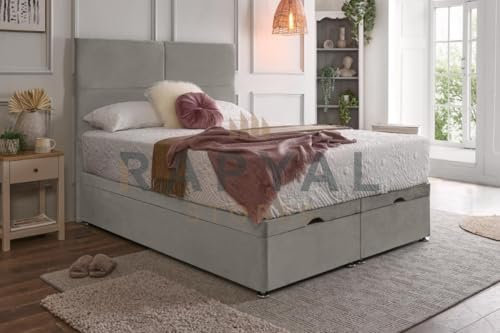 Fireplaces 4 Life Hf4you 4 Box Ottoman Divan Bed + 10” Memory Sprung Mattress + 24” Headboard (Silver, Double, With Ottoman Storage)