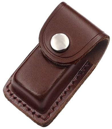 Pocket Knife Sheath, Folding Knife Holder EDC Knife Case,Portable Leather Knife Sheath Holster Belt Pouch with Snap Closure and Belt Loop for Outdoor Climbing Camping Cycling Hiking,Brown (S)