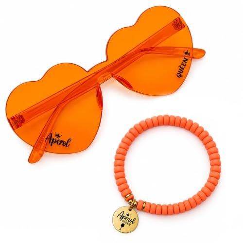 Aperol Sonnenbrille Orange & Armband Set, Aperol Geschenkset | Mit orangener Sonnenbrille und Armband, ideal für Fasching, Karneval, Aperol Spritz Party und Sommerfeiern