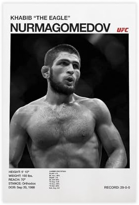 FSMFBGD Khabib Nurmagomedov UFC bedruckbares Poster auf Leinwand, Schlafzimmer, Dekoration, Landschaft, Büro, Raumdekoration, Geschenk, 30 x 45 cm