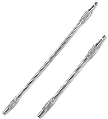 Crozgan 2Pcs Flexible Extension Screwdriver Drill Bit Shaft Holder,200mm& 300mm 1/4 Inch Universal Hex Shank Flexible Extension Bit Shaft for Electronic Drill Screwdriver