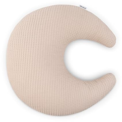 Ehrenkind® Kuschelkissen Mond aus Bio-Baumwolle | Waffelpiqué Dekokissen & Kuschelkissen fürs Kinderzimmer | Atmungsaktiv & formstabil | Beige
