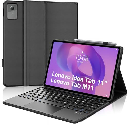 Custodia per tastiera Lenovo Idea Tab 2025 11 pollici (TB-336ZU TB-336FU) con touchpad, tastiera wireless Bluetooth per Lenovo Tab M11 11 pollici 2024, magnetica rimovibile con layout Qwertz, nero