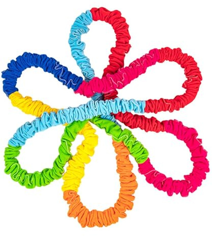 QUXVUIS Mehrfarbiges Gummiband für Gruppenspiele im Kindergarten – Fördert Selbstvertrauen und Teamarbeit – Dynamische Bewegungsübungen für Kinder, 4m