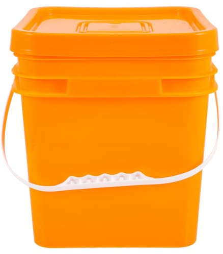 RUNROTOO 10l Orange Laundry Powder Box with Airtight Lid and Handle, Multi-Functional Plastic Washing Powder Storage Container, Easy to Clean Household Bucket for Planting and Camping