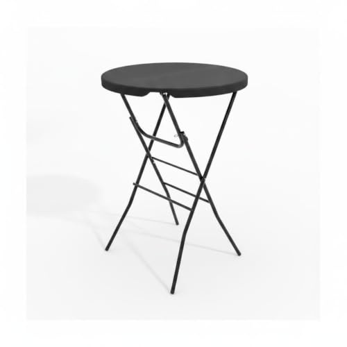 Garvee Klappbarer Stehtisch Rund Ø80cm x 110cm HDPE Tischplatte Wasserdicht Bistrotisch Bartisch Robust Outdoor Gastro Party Garten Hochzeit, Schwarz