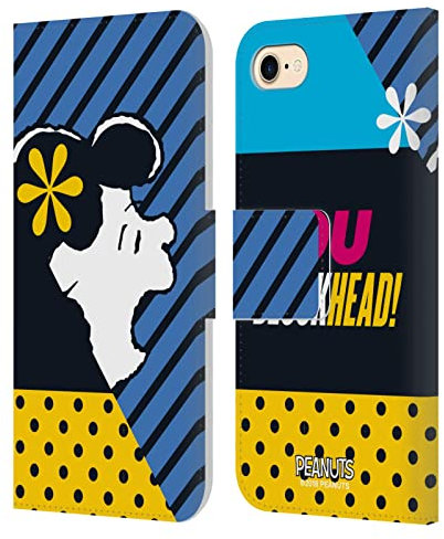 Head Case Designs Officially Licensed Peanuts Lucy van Pelt Halfs And Laughs Leather Wallet Case Compatible With Apple iPhone 7/8 / SE 2020 & 2022