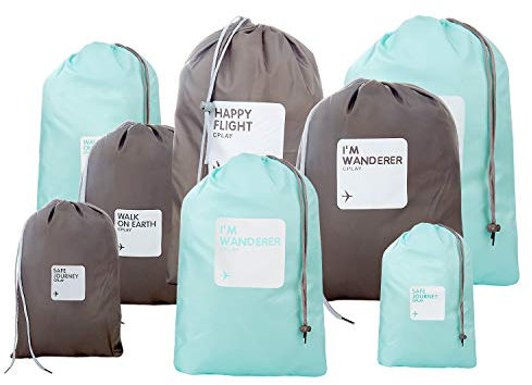 Comius Organiseurs de Bagage, 4 Différentes Tailles 8 PCS Imperméable Sacs à Cordon, Sale, Chaussures (Pure)
