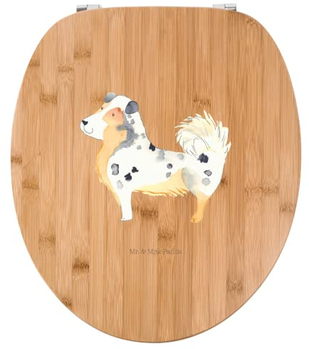 Mr. & Mrs. Panda Motiv WC Sitz Hund Australien Shepherd - Geschenk, Hunderasse, Toilettendeckel, Toilette, Hundebesitzer, Spruch, Hundemama,
