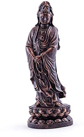 Top Collection Quan Yin Statue, stehend, Kwan Yin Göttin der Barmherzigkeit und Mitgefühl, handbemalt, Bronze-Finish, 14,7 cm H x 5,1 cm W Figur