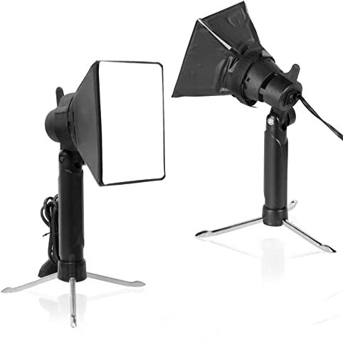 Meking Mini Softbox Photography Lighting Kit, 4x4.8in Continuous Lighting with 2pcs Tabletop LED Lamp for Video and Small Product Shooting