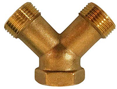 Y-Stück Verbinder aus massivem Messing, 2-Wege-Wasserschlauch Splitter für Geschirrspüler und Waschmaschinenschläuche