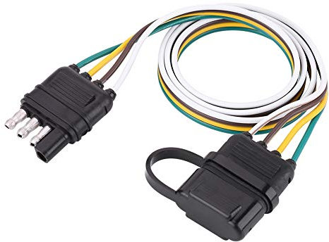 10a in line 4 pin plug & socket,Fiche de remorque à 4 broches, 6-24V Fiche de remorque plate à 4 broches Prise de câblage Adaptateur Connecteur Fil Prise de remorque pour remorque de remorquage
