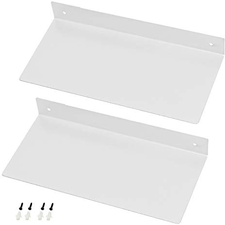 Ihomepark Wandregale aus Eisen in 2er Set im Industrie Design, 30cm Schweberegale Wandboard Wandregal für CD DVD Regal Bücherregal für Wohnzimmer, Schlafzimmer, Flur/Weiß