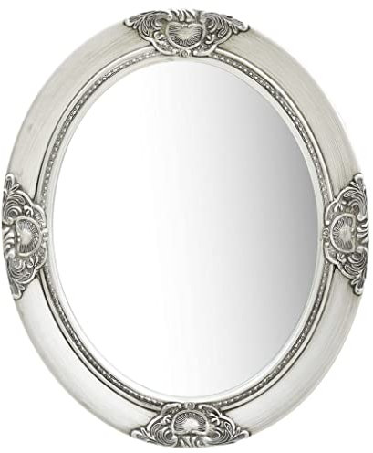 vidaXL Wandspiegel im Barock-Stil Antik mit Montagehaken Hängespiegel Dekospiegel Spiegel Badspiegel Flurspiegel Garderobe 50x60cm Silbern