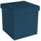 INTIRILIFE Faltbare Sitzhocker 30x30x30 cm in Ozean BLAU - Sitzwürfel mit Deckel und Stauraum aus Stoff mit Mulden - Sitzcube Fußablage klappbare Aufbewahrungsbox Truhe Sitzhocker