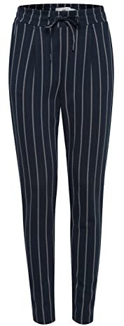ICHI IHRUTI PA7 Damen Chino Hose Stoffhose mit Viskoseanteil bequemer Elastikbund Schmaler Schnitt, Größe:L, Farbe:Total Eclipse (194010)