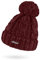 Neverless® Damen Mütze Grobstrick Strick-Bommel Pudelmütze Zopfstrickmuster Wintermütze Umschlag Bordeaux Unisize