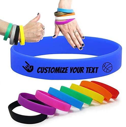 Temeite Kautschukarmband, 100% umweltfreundliches Silikonmaterial, Modisch und Design, Geeignet für alle Altersgruppen, Regenbogen-Silikonarmband, Personalisiertes Armband (Farbe: Blau)