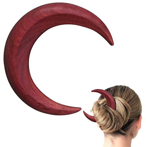 Richolyn Pinces à Cheveux Lune - Fourche à Lune sculptée à la Main pour Femme,Épingle à Cheveux Lune pour Cheveux épais Filles Accessoires Coiffure
