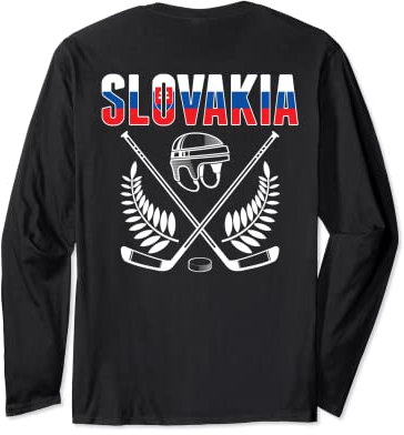 Slowakei Eishockey-Fans Trikot Slowakische Flagge Hockeyschläger Langarmshirt