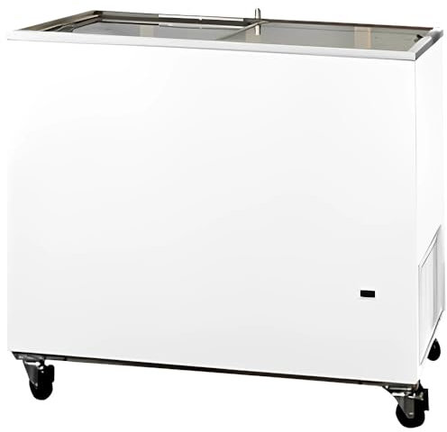 MBH – Congelador horizontal profesional con puerta de cristal 385 litros para hostelería. Arcón congelador industrial expositor puertas correderas - MADE IN EUROPE (1298 x 629 x 892 mm / 385 L)