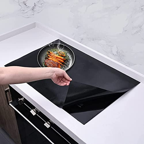 KitchenRaku Große Induktion schutzmatte, Silikon Induktionskochfeld Schutzmatte (magnetisch) Kochfeld-Kratzschutz für Induktionsherd, Multifunktionale Silikonmatten (60x40cm, Reines Schwarz)