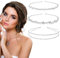 BETESSIN 3Stk. Braut Stirnband Perlen Strass Haarreif Damen Mädchen Kristall Haarand Blumen Glänzend Braut Tiara Hochzeit Doppelschicht Haarschmuck für Brautjungfer Kommunion Prinzessin Party Silber
