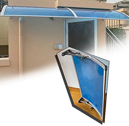 Window Balcony Rain Shelter, Front Door Canopy Outdoor Awning, Porch Patio Smoking Area Protector Cover, Aluminum Alloy Bracket (Color : Blue, Size : 60x100cm) (Blue 80x120cm)