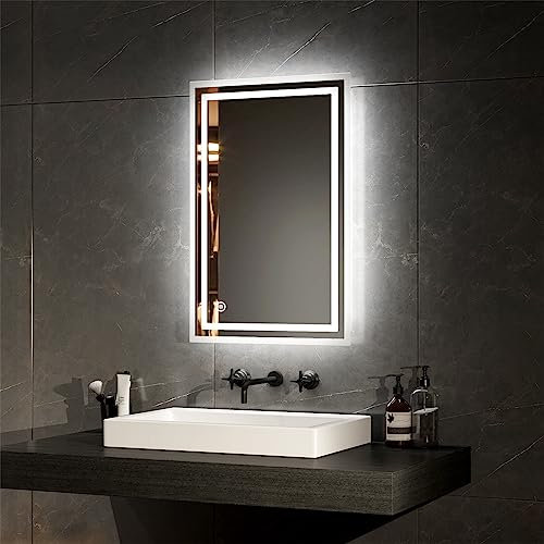EMKE Miroir de Salle de Bain LED à Fixation Murale avec désembuage 400 x 600 mm