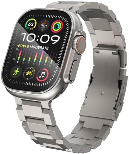 WINGLE Cinturino di ricambio per Apple Watch, 49 mm, 46 mm, 45 mm, 44 mm, 42 mm (serie 3 2 1), cinturino di ricambio da uomo in acciaio inox con chiusura pieghevole per iWatch Ultra 2/Ultra, serie