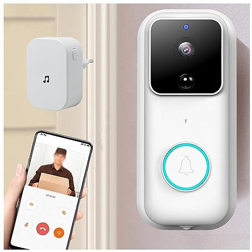 HAZARA Doorbell Camera No Subscription, Enhanced (2.4/5 Ghz) Wifi Wireless Doorbell Camera 1080p Hd, Night Vision, 2-Way Audio,170º Wide-Angle, Battery Powered, Support SD/Cloud Storage