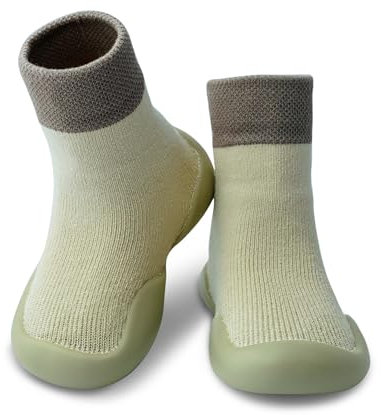Dookeh Krabbelschuhe Baby, Lauflernschuhe Kinder, rutschfeste Hüttenschuhe Sockenschuhe für Mädchen Junge (6-Hellbraun, EU Schuhgrößensystem, Baby, Alter (von/bis), M, 6 Monate, 12 Monate)