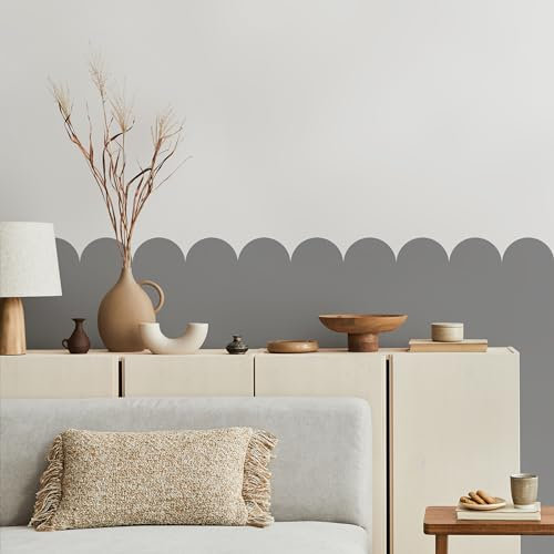 Muralo - Wandtatto für Kinderzimmer für Mädchen und Jugend - Wandsticker, Wandaufkleber Bögen Tapete für Kindergärten, Schulaula, Schule, Boho Stil - Br.120cm x Hö. 120cm - Grau