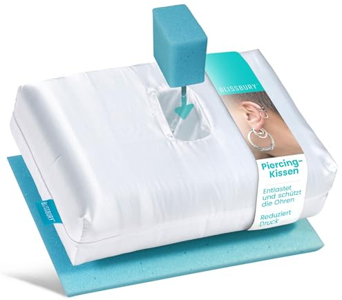 BLISSBURY Mini Satin Piercing Kissen, höhenverstellbares Memoryschaum-Kissen mit Ohrloch