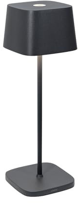 Zafferano, Ofelia Lampe, Kabellose, Wiederaufladbare Tischlampe mit Touch Control, Auch für den Außenbereich Geeignet, Dimmer, 2200-3000 K, Höhe 29 cm, Farbe Dunkelgrau