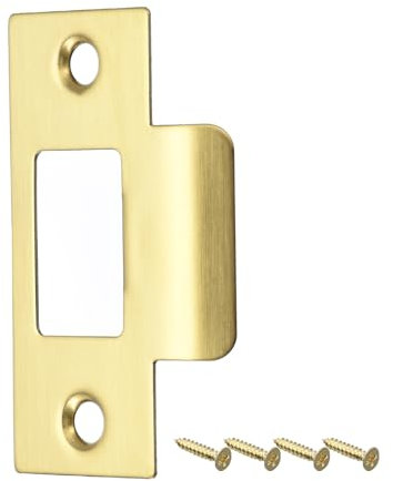 sourcing map Door Strike Plate, 70mm x 40.3mm 304 Stainless Steel Latch Deadbolt Strike Plate for Door Frame Door Jamb, Gold