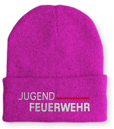tshirtladen Spruchmütze Strickmütze Jugend Feuerwehr Mütze Wintermütze lustige Beanie mit Stick, Farbe: Pink