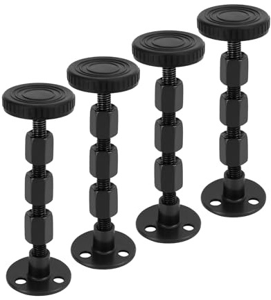 QWORK® 4 Stück Bettrahmen-Anti-Shake-Stopper, verstellbar im Bereich von 27–105 mm, Kopfteil-Stopper, für Betten, Schreibtische und Sofas, Schwarz