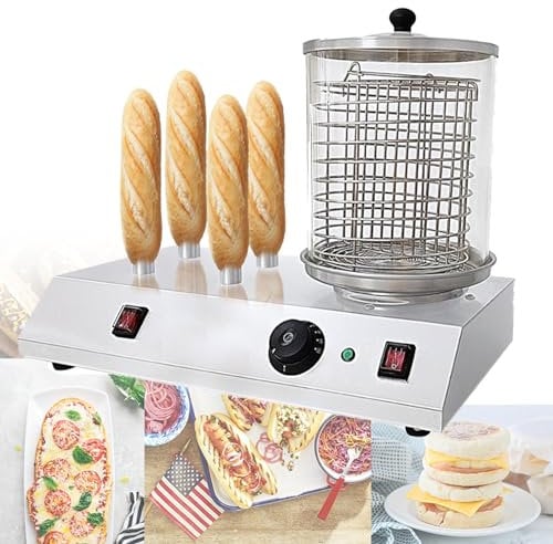 Oiyekntd Professional Electric Hot Dog Steamer 458W, Stainless Steel Steamer and Bun Warmer, Commercial & Household Hot Dog Machine with 3/4 Toaster Rods,4
