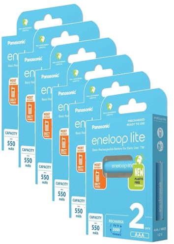 Eneloop Lite Lot de 6 x 2 Piles Rechargeables Micro 550mAh AAA DECT