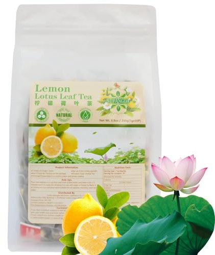SIFANGDA Zitrone Lotus Blatt Tee 柠檬荷叶茶 8.8oz(250g,5gx50P) Lemon Lotus Leaf Tea Natürlicher Chinesischer Kräuter Tee