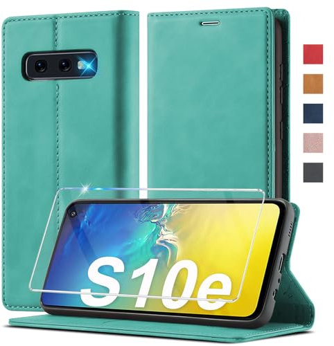 Handyhülle für Samsung Galaxy S10E Hülle Leder [Mit S10E Schutzfolie] für Samsung Galaxy S10e Hülle Klappbar Leder Flip Wallet 360 Stoßfeste Case Schutzhülle Klapphülle für Samsung S10E Hülle Holster