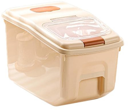 Colcolo Cereal Rice Food Storage Container, Grain Rice Storage Bin, Cereal Dispenser Bucket, Rice Grain Bucket with Handle Flour Bin, Airtight Large Capacity Kitchen Organizer White Lid, 10kg