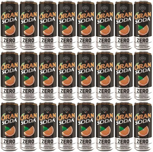 ORAN SODA ZERO (24x330ml) - Italienische Limonade mit natürlichem Quellwasser & Orangensaft. Limonade ohne künstliche Zusätze, ideal für Alltag, Aperitif & Cocktails