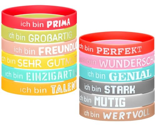 Graplan 36 Stück Motivationsarmbänder auf Deutsch, Silikon Armbänder mit Inspirierenden Sprüchen, Motivierendes Silikonarmband, Mutmacher Geschenke, Party Mitgebsel für Teenager
