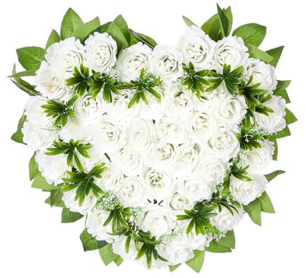 Asudaro Fleurs artificielles en forme de cœur - Rose artificielle - Décoration de table - Bouquets de roses artificielles réalistes pour table à manger, mariage, voiture, Saint-Valentin, scènes de