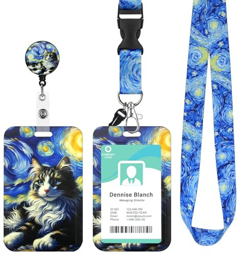 Porte Badge avec Cordon Tour de Cou, Lanyard Strap Neck avec Swivel Lobster Clasp, Porte Carte pour Bureau École, Carte de Bus (B)