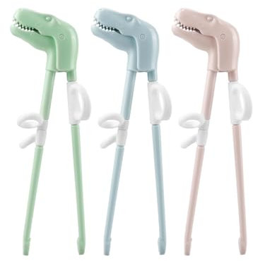 Tabanzhe Kids Training Chopsticks – 3PCS Reusable Learning Chopsticks for Toddlers and Beginners, Easy-to-Use Dinosaur Chopstick Helper for Children