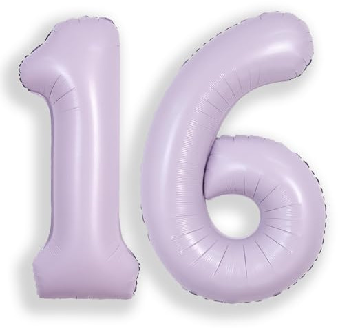 SUWEN 40 Zoll Lavendel 16 Zahlenballon Folie 0-9 Geburtstag Große Zahlen | 16th Birthday Anniversary Party Decorations Large Helium Number Balloons Jumbo Giant Huge Mylar